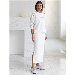 Юбка миди на резинке с разрезами из футера двухнитки с эластаном