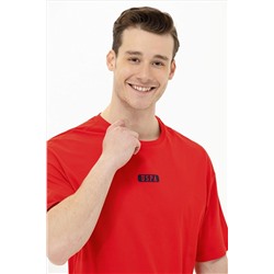 Erkek Kırmızı Oversize Bisiklet Yaka Tişört