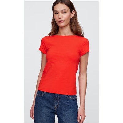 Boatneck Open-Back T-Shirt