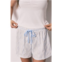 Pijama corto tirantes algodón blanco