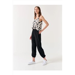 Jimmy Key Siyah Yüksek Bel Dar Paça Jogger Pantolon 23SJ070001
