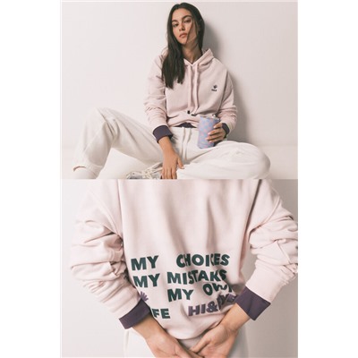 Sudadera capucha felpa algodón rosa