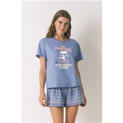 Pijama corto algodón azul Snoopy