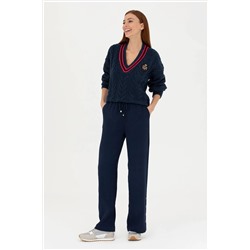 Kadın Lacivert V- Yaka Kazak