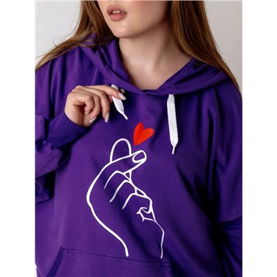 Толстовка худи с модным корейским жестом Я тебя люблю  Арт. 1025