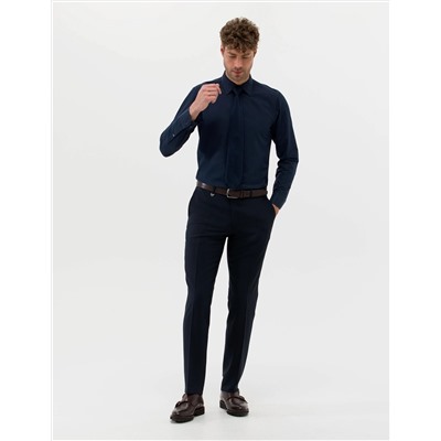 Lacivert Slim Fit Uzun Kollu Basic Gömlek