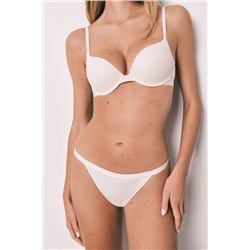 Tanga tira algodón canalé beige