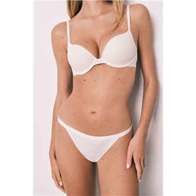 Tanga tira algodón canalé beige