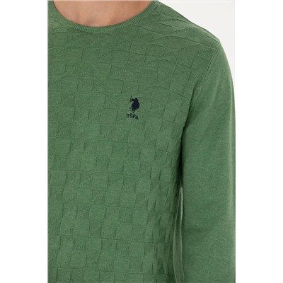 Erkek Yeşil Basic Kazak