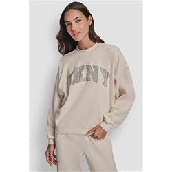 EXPLODED RHINESTONE VARISTY LOGO PULLOVER