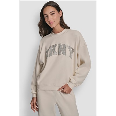 EXPLODED RHINESTONE VARISTY LOGO PULLOVER