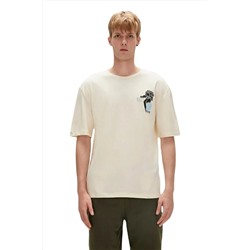 Bad Bear, Re-life 0 Yaka Erkek Tshirt - Ekru