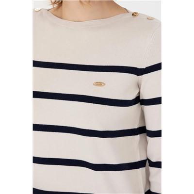 Kadın Krem Bisiklet Yaka Kazak