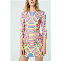 Vestido slim corto manga 3/4