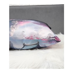 Декоративная атласная наволочка "Японский садик" 40х60см интерьерная