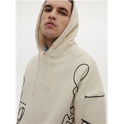 Hoodie aus Strukturjersey mit Stickereidetail