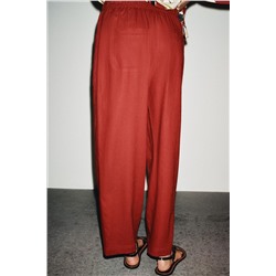 LINEN BLEND TROUSERS WITH BEADED DRAWSTRING
