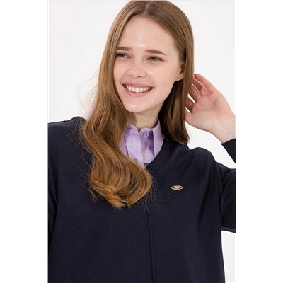 Kadın Lacivert V - Yaka Kazak