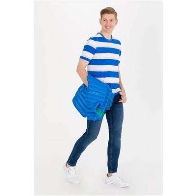 Erkek Saks Bisiklet Yaka Tişört