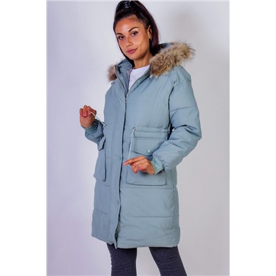 Зимняя удлиненная парка с капюшоном натуральный мех арт.617