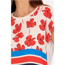 Kadın Krem Bisiklet Yaka Tişört