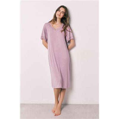 Camisón largo viscosa tacto suave rosa