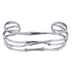 Колье Бамбук (кристаллы белые; покрытие родий), Есть комплект