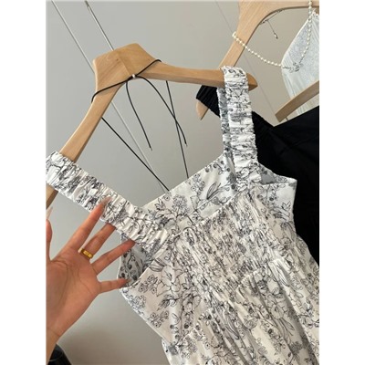 Милый сарафан из хлопка с высокой талией во французском стиле