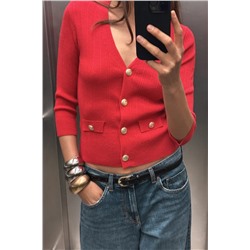 RIBBED KNIT CARDIGAN