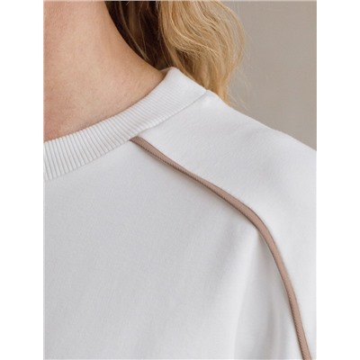 Свитшот с лампасами и разрезами из эластичного футера двухнитки без начеса