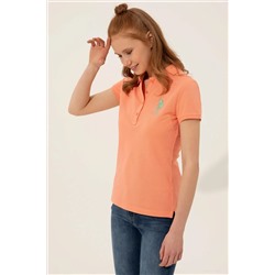 Kadın Somon Basic Polo Yaka Tişört