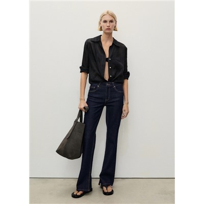 Jeans flare aberturas rinse wash