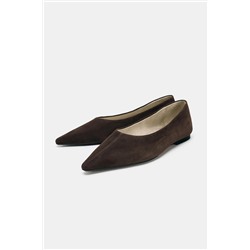SUEDE POINTED BALLET FLATS