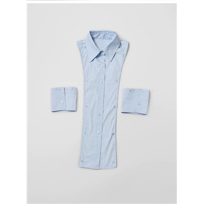 Женский шерстяной кардиган с эффектом многослойности (съёмные манжеты и воротник с застёжкой планкой рубашки)  МО*КО