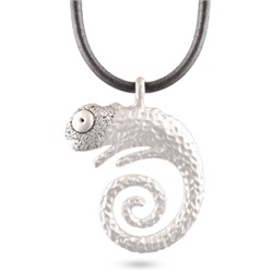 Кулон 50-55см (кожа серая; покрытие матовый родий)