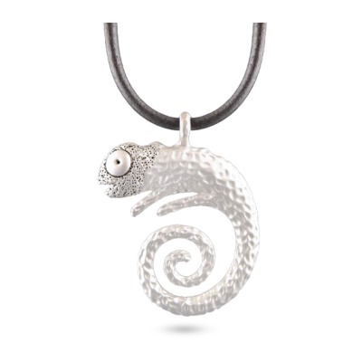 Кулон 50-55см (кожа серая; покрытие матовый родий)