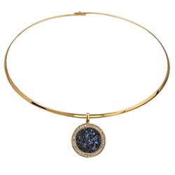 Колье Галактика (кристаллы SW синие; покрытие золото) 42см, Есть комплект