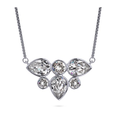 Кулон Эйва (кристаллы SW белые; покрытие родий) 70см, Есть комплект