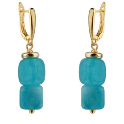 Серьги Селена (кварц лазурно-бирюзовый 7-8мм; покрытие золото), Есть комплект