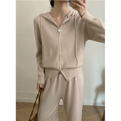 Женский свободный мягкий кардиган + широкие брюки, комплект из двух предметов