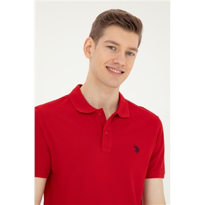Erkek Slim Fit Polo Yaka Kırmızı Basic Tişört