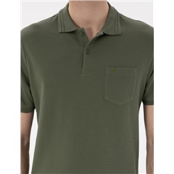 Haki Regular Fit %100 Pamuk Polo Yaka Basic Tişört