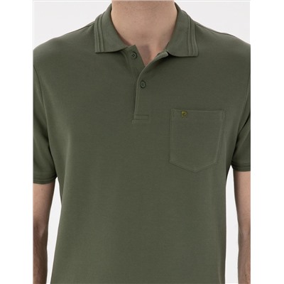 Haki Regular Fit %100 Pamuk Polo Yaka Basic Tişört
