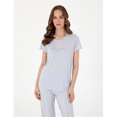Mavi Kısakollu Pijama Takımı