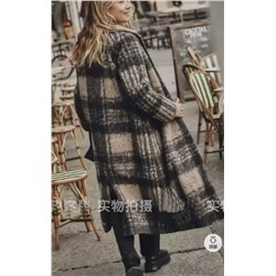 Женское однобортное приталенное пальто из искусственной шерсти в клетку