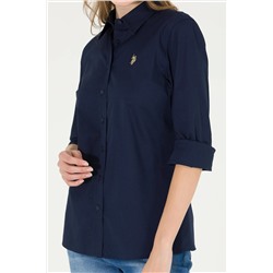 Kadın Lacivert Uzun Kollu Basic Gömlek