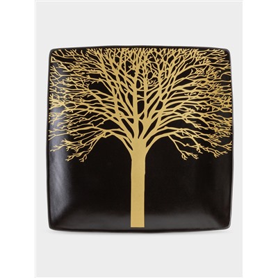 Тарелка, 21х21 см, 4 шт, керамика, черный, Singapore