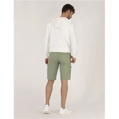 Haki Comfort Fit Kargo Cepli Bermuda Şort
