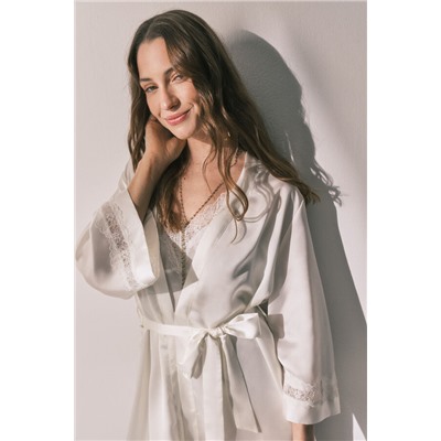 Bata larga satén beige