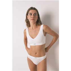 Top sin costuras LOVELY canalé blanco